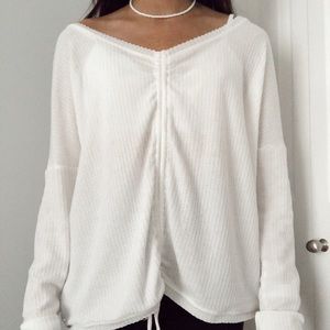 cute oversized white long sleeve shirt